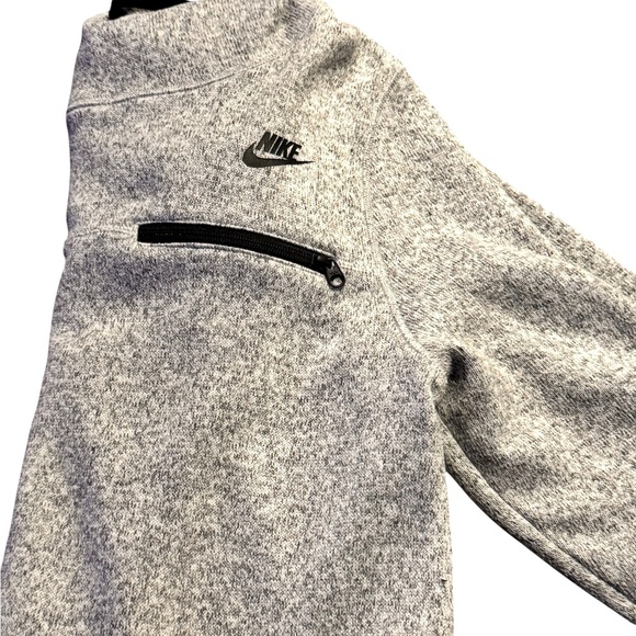 Nike Men's Heather Gray Hoodie Sweater Size Large Zip Chest Pocket - Picture 8 of 12